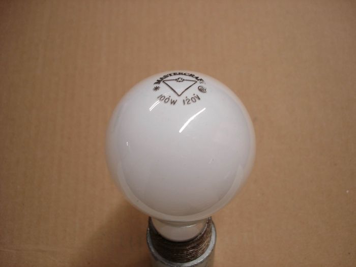 GE 100W
Here is a Canadian Tire Mastercraft branded GE 100W frosted incandescent lamp. 

Made in: Canada

Manufactured: Circa 90's

Lamp life: 1000 hours

Lamp current: 0.83A

Lamp shape: A19

Filament: C-8

Voltage: 120V

