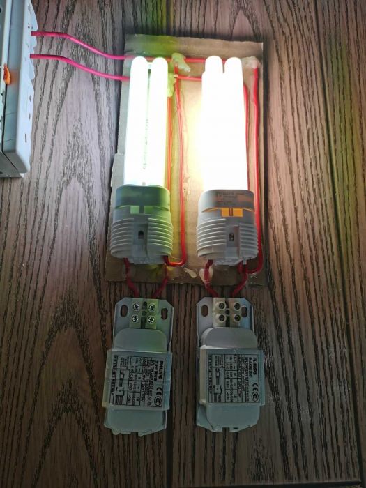 Ballast test : Philips BPL 13W 220V 
中文：左边为865灯管，右边为840灯管
English: 865 lamp tube is on the left and 840 lamp tube is on the right
