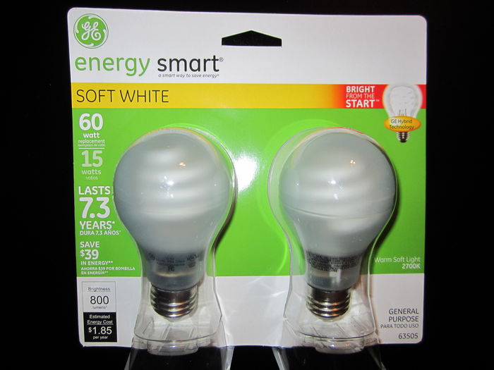 G.E. Energy Smart Soft White, Bright From The Start CFL's
I saw these new lamps and finally decided to buy a pack of them. I guess they are CFL bulbs with a halogen capsule In the center. Because CFL's sometimes take a while to reach full brightness, G.E. put a halogen capsule in them since halogens are instantly at full brightness. I haven't tried them yet but i think the capsule turns off when the CFL reaches full brightness.
Keywords: Lamps