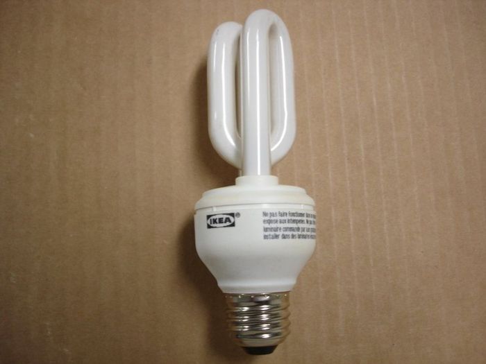 IKEA 11W CFL
Here's an older IKEA 11W CFL lamp,programmed starting.

170 mA
550 lm
110-120v
Keywords: Lamps