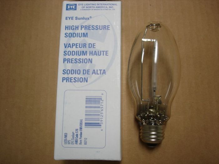 Eye 35W HPS
Here's a Eye Sunlux 35W high pressure sodium lamp.

Made in: China
CRI: 22
Keywords: Lamps