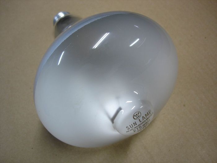 Westinghouse 275W Sunlamp 
Westinghouse 275W self ballasted mercury vapour sunlamp. 

Made in: USA
Keywords: Lamps